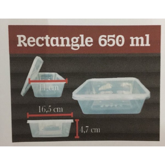 Thinwall 650 ml Kontainer Plastik Persegi Rectangle Anti Panas