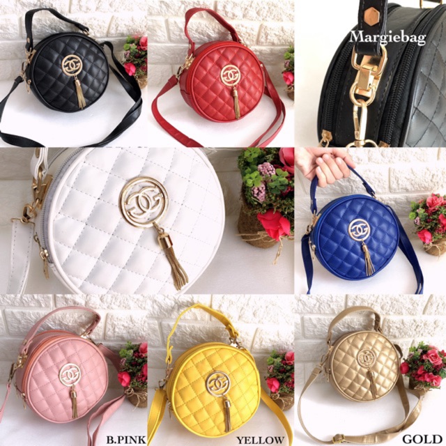 TAS WANITA CHANEL BULAT RUMBAI TAS FASHION CEWEK