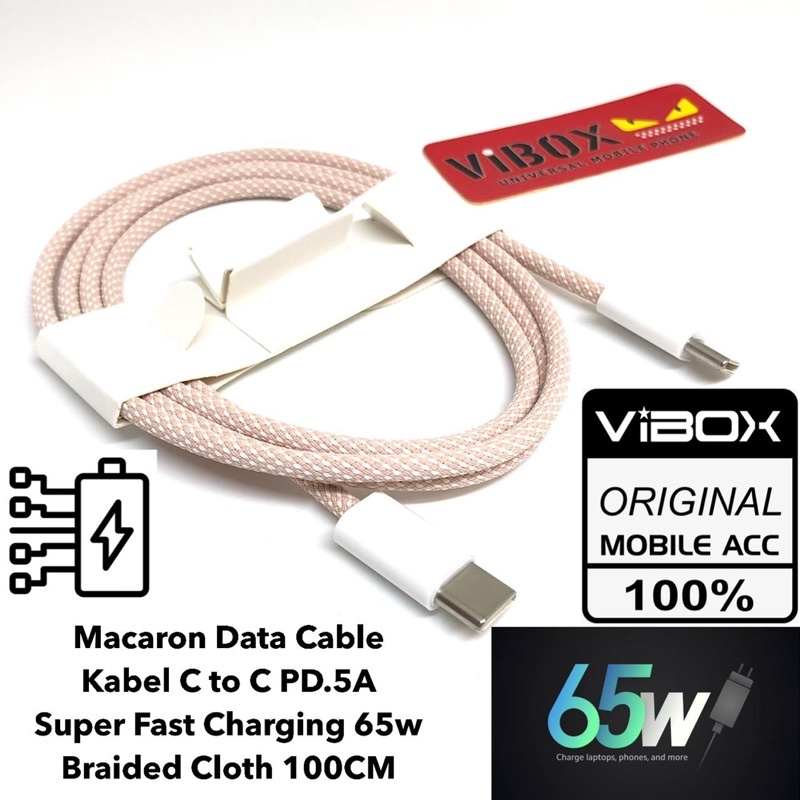 KABEL DATA MACARON 100CM KABEL C TO C PD.5A SUPER FASTCHARGING 65W