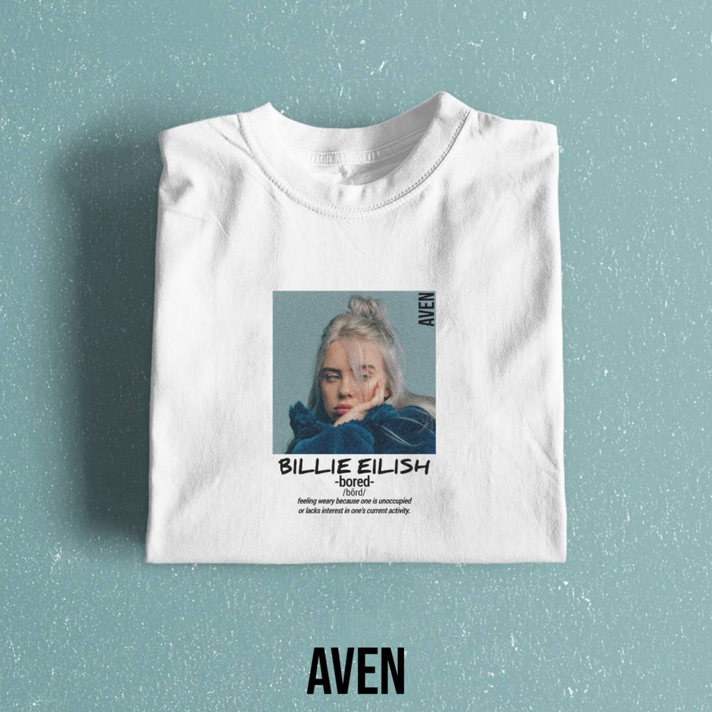 T-Shirt Billie Eilish - Kaos Billie Eilish "bored" White/Black |Aesthetic Tee| Billie Eilish