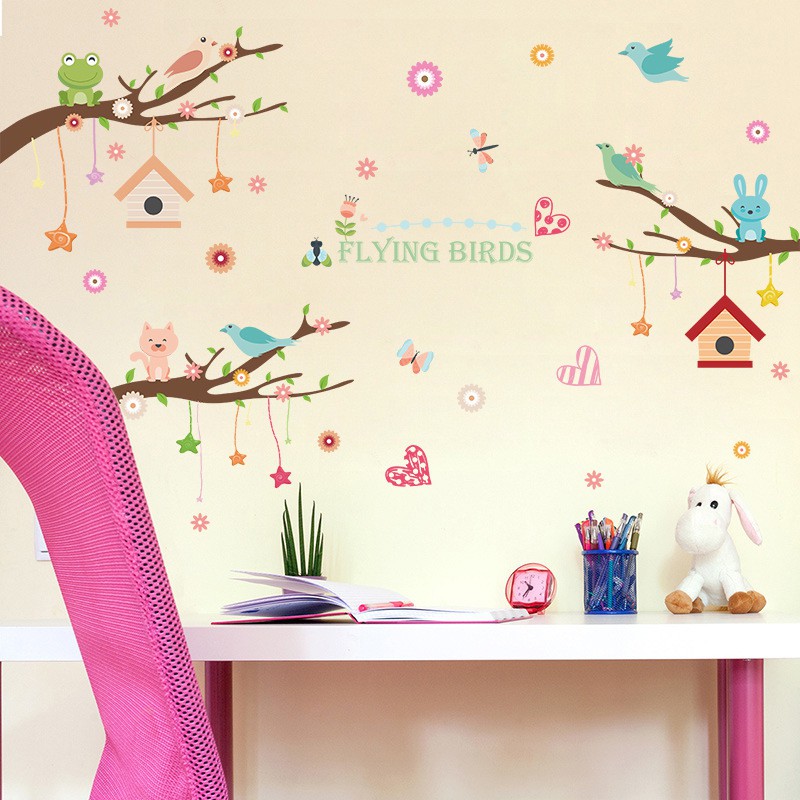 RELIZA WALL STICKER SANGKAR BURUNG BIRD LOVE ANIMAL BINTANG CAGE STIKER DINDING XL8245