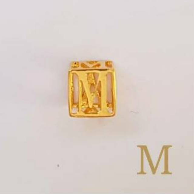 Liontin emas asli kadar 875 square huruf m