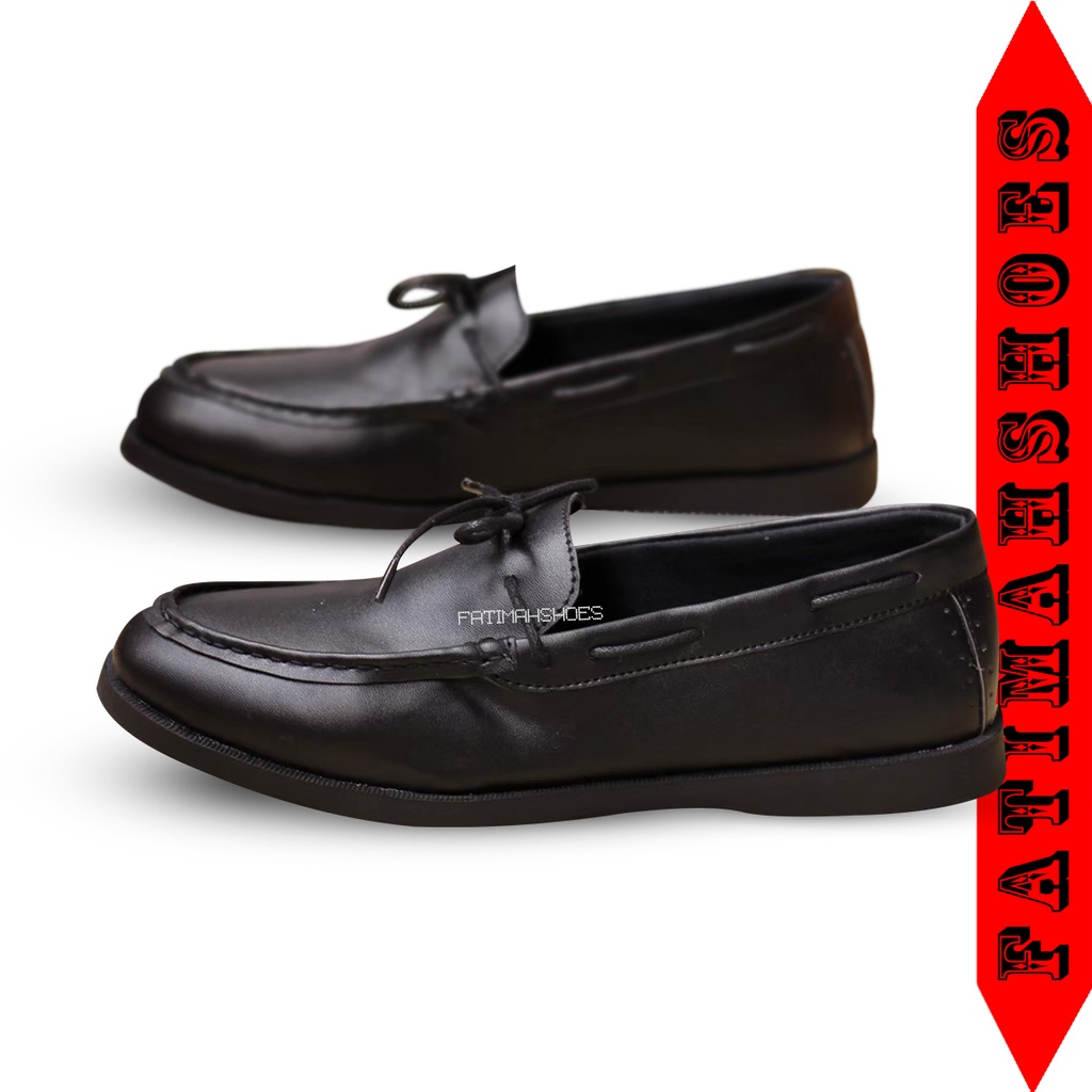 FATIMAHSHOES - Sepatu Formal Kerja Pria Kulit PU Hitam