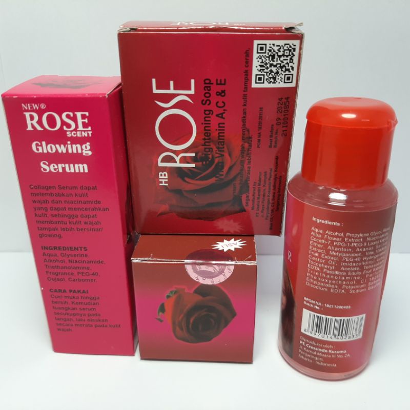 PAKET LENGKAP CREAM ROSE GLOWING ORIGINAL 4in1