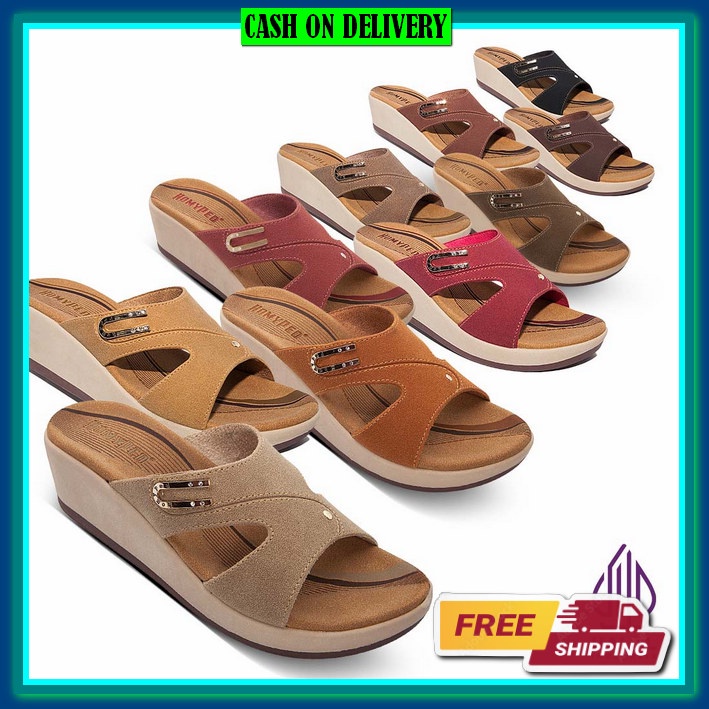Sendal Wanita Wedges Kaca Pesta Elegan Premium Impor Kondangan Import Perempuan Korea Branded Tahu M