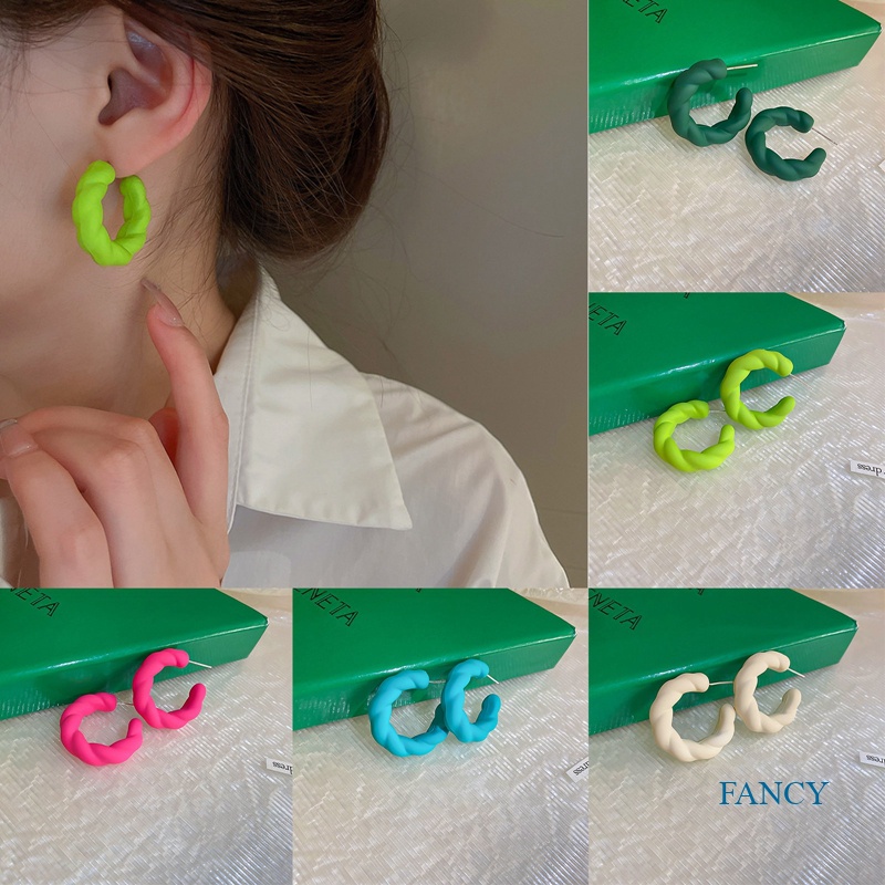 Anting Stud Bentuk C Bahan Akrilik Resin Transparan Untuk Wanita