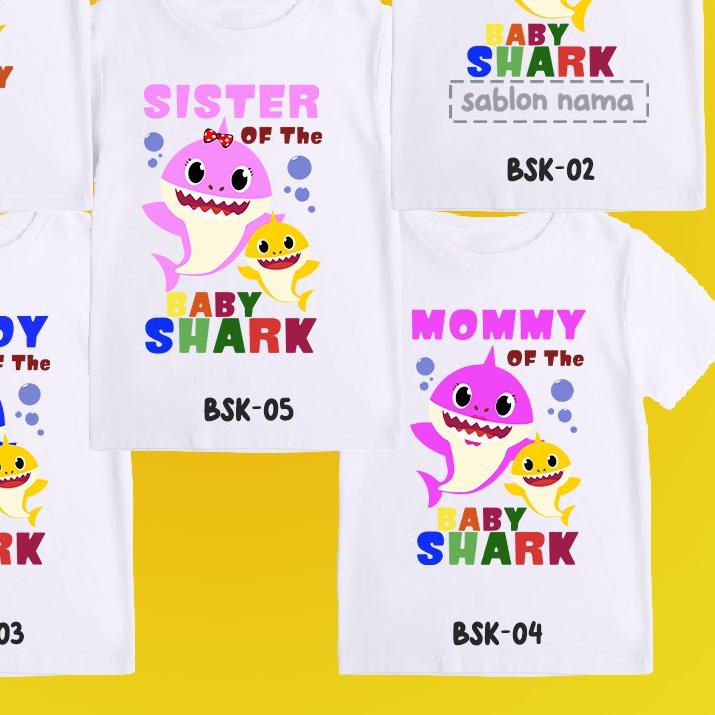 ➵ Baby Shark - Kaos Baju Baby Shark Anak Ulang Tahun Couple Family ☜