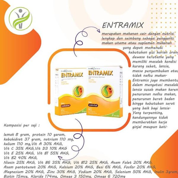 Entramix Vanila Coklat 174gr SUSU Nutrisi lengkap Dewasa