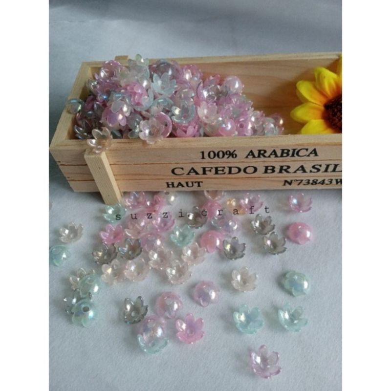 akrilik flower lancip mix rainbow bunga pelangi size 14mm per 10gram