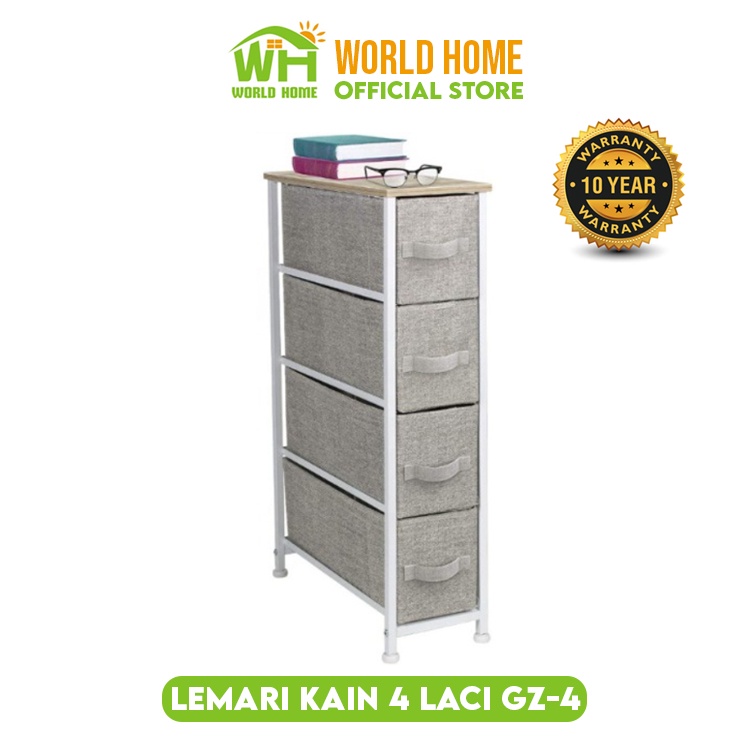 Lemari 4 Laci Model Sempit Lemari Linen Serbaguna Lemari Sisi Ranjang Lemari Murah GZ-4 Goshop88