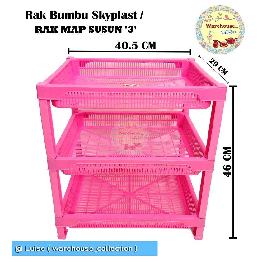 Rak Serbaguna /Rak Bumbu/Rak Map Susun 3 Plastik Skyplast
