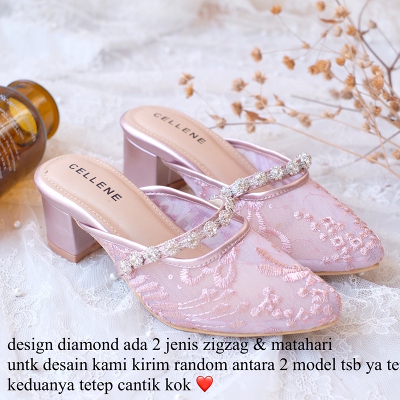 𝐂𝐄𝐋𝐋𝐄𝐍𝐄 • YOURA LACE Heels / sepatu brukat hak 5 cm wedding shoes