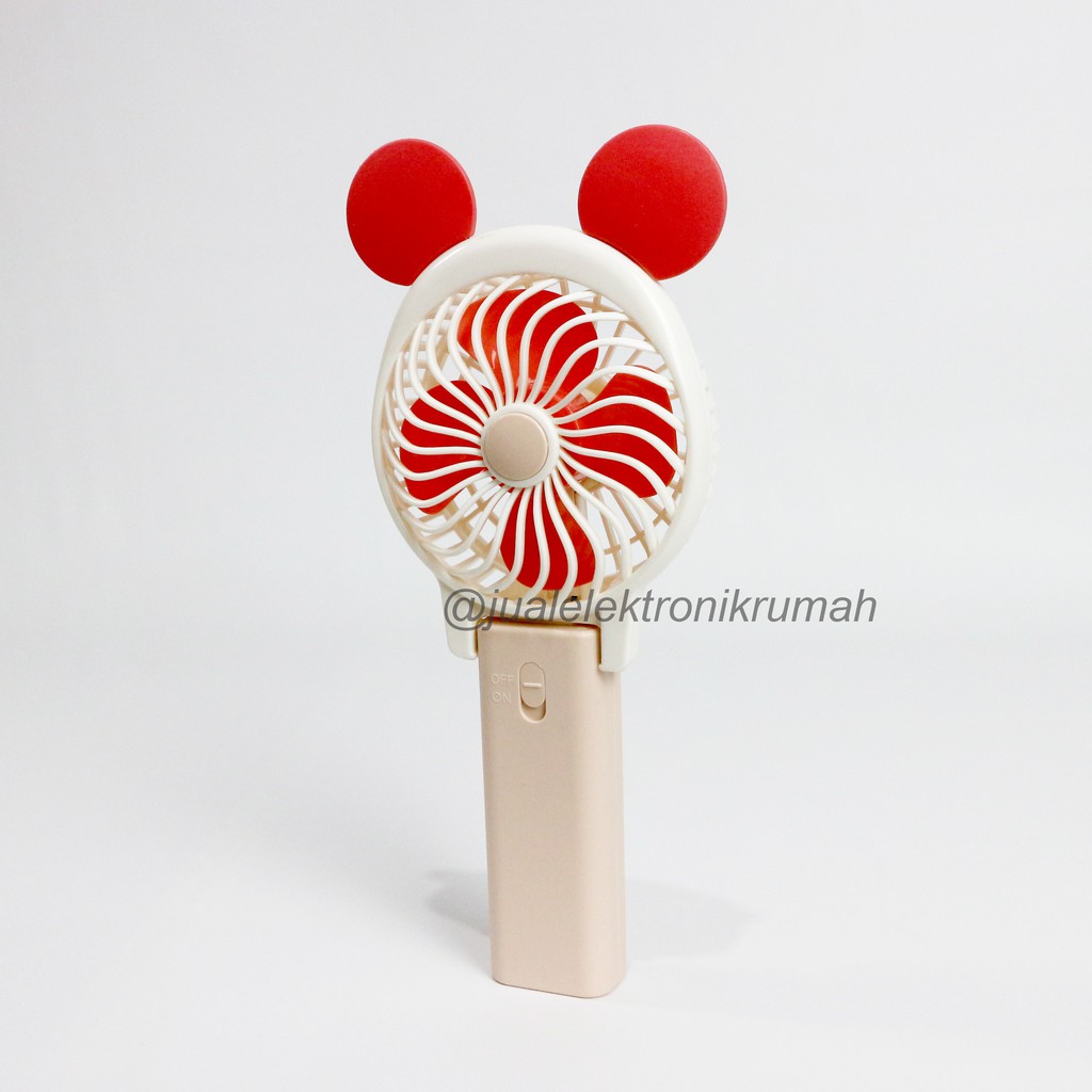 Kipas Mini Lipat Karakter Mickey Pastel  - MKPAS - Kipas Recharge Handy Mini Fan