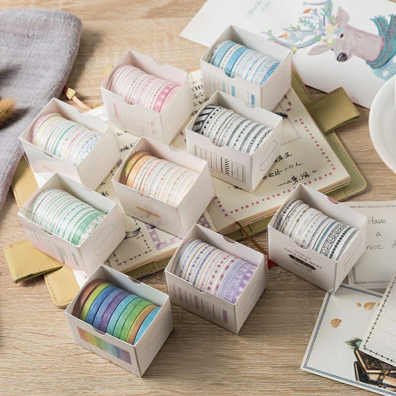 

[MYUME.STORE] 10 Roll/Set Washi Masking Tape untuk Dekorasi DIY Scrapbooking sticker/Stiker Kertas