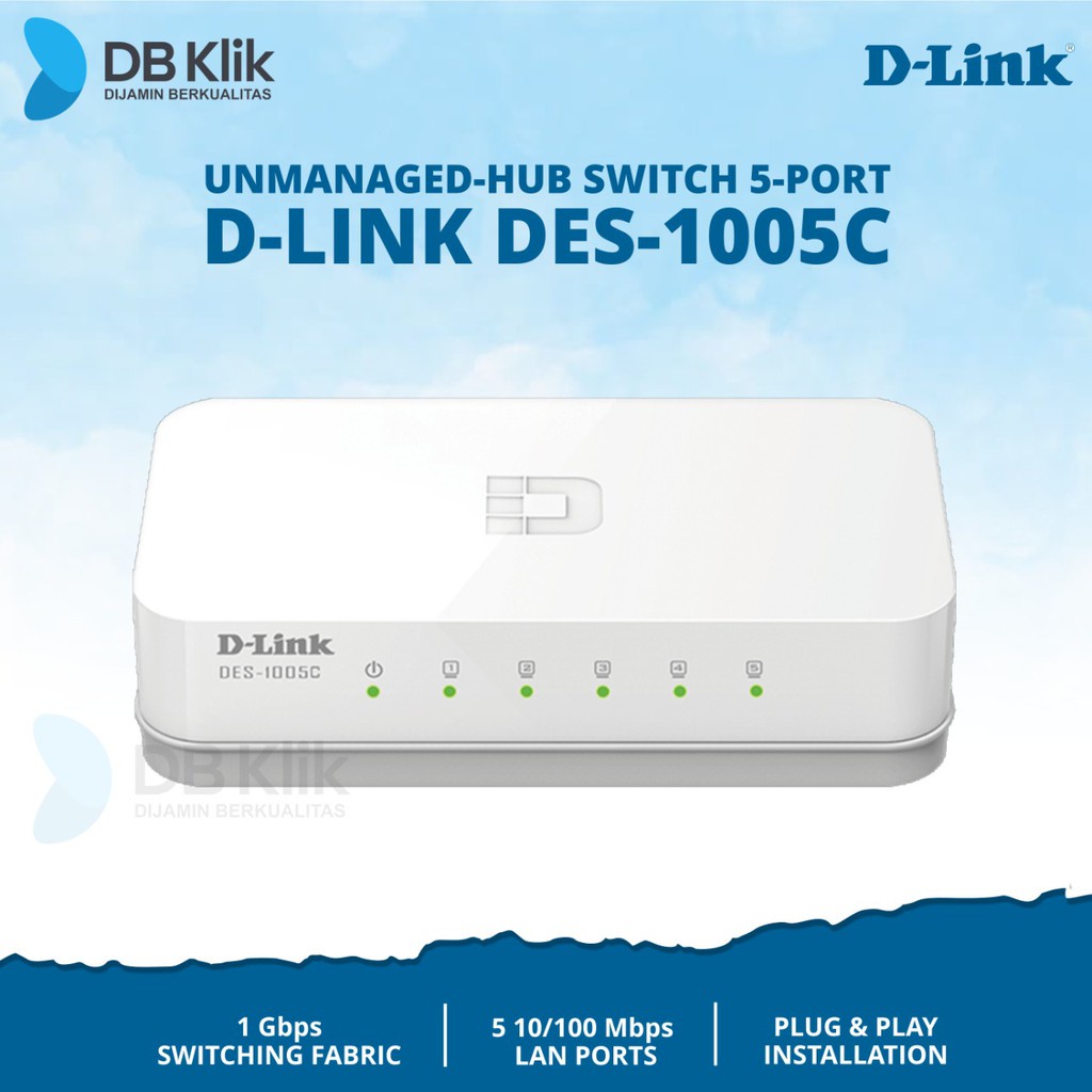 Switch D-Link DES-1005C 5Port 10/100Mbps Unmanaged-Hub DLink DES 1005C