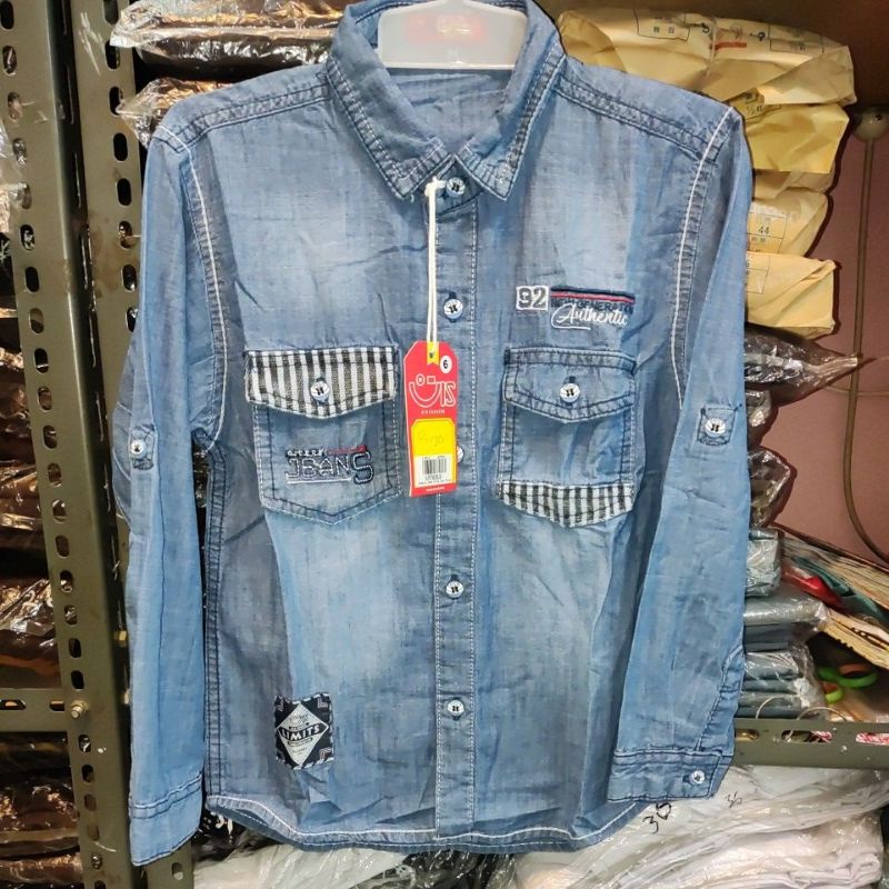 kemeja anak lengan panjang merk UIS katun levis usia 3-5 tahun