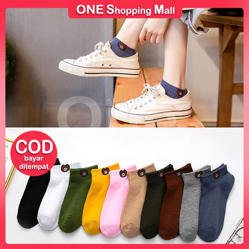 Kaos Kaus Kaki Pendek Wanita Pria Semata Kaki Ankle Socks Murah Motif Beruang OSM KK0002