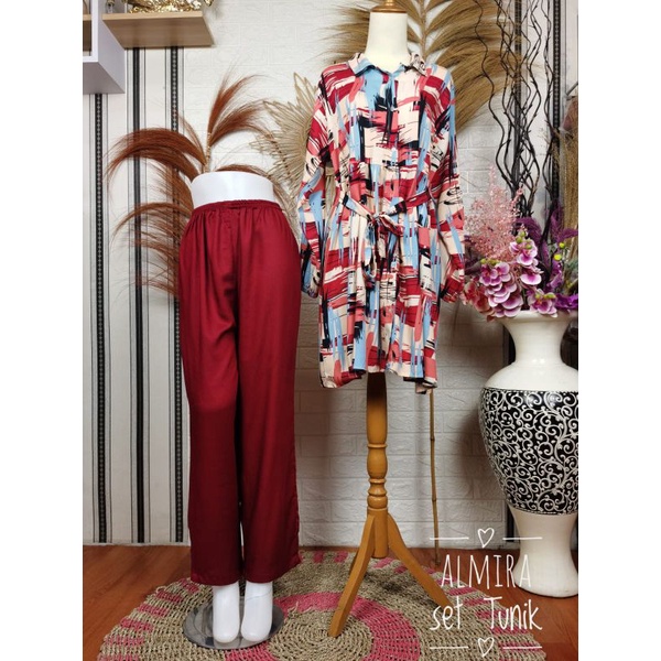 one set tunik almira /one set tayon premium/one set tunik kekinian/one set tunik murah/one set tunik