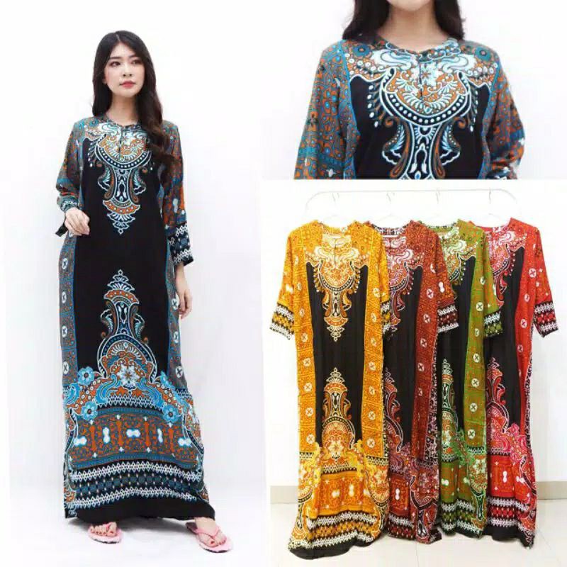 Zaidan batik - Long dress kancing arabian baju muslim murah wanita kekinian