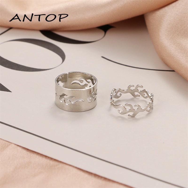 Set Cincin Model Terbuka Bahan Logam Gaya Vintage