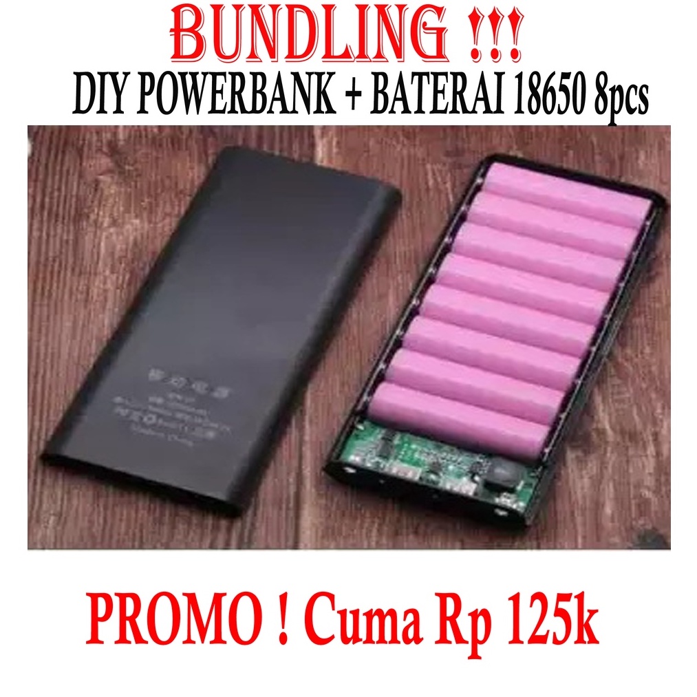 BUNDLING ! DIY Powerbank 8X18650 LCD 2 Port + Baterai 18650 8pcs / ROVTOP DIY Power Bank Case 8x18650 2 Port + Display - A8 / DIY Power Bank Case 8x18650 2 Port + Display - A8 / Casing PowerBank DIY Dual USB Port Fast Charging