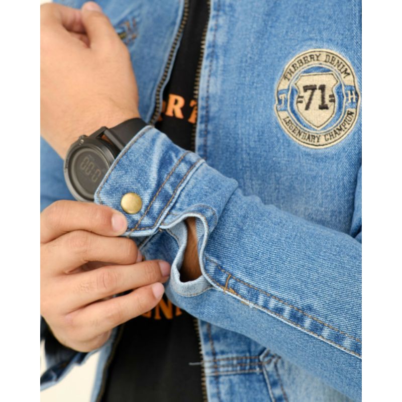 jaket jeans pria zipper 71 style premium