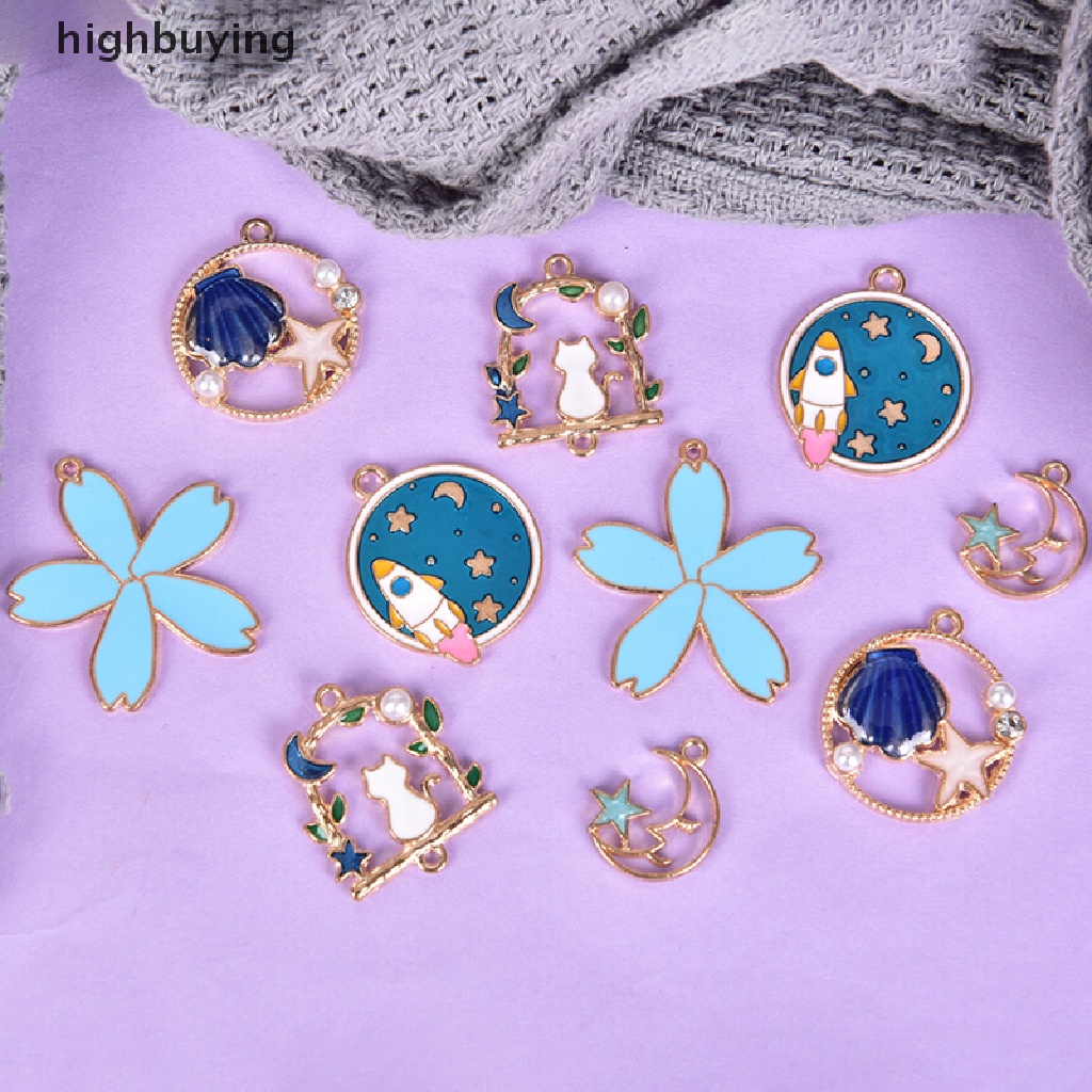 Hbid 14pcs / lot Liontin Bahan Metal Enamel Untuk Membuat Perhiasan Charms