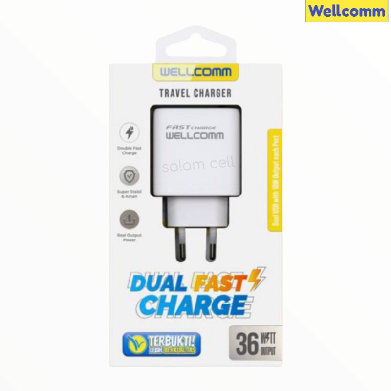 Charger Type-C Dual Fast Charge 36W WELLCOMM Original