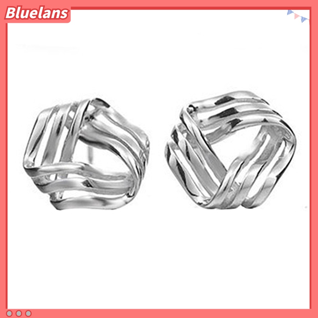 Bluelans Anting Stud Bentuk Segitiga Geometris Warna Silver Untuk Wanita