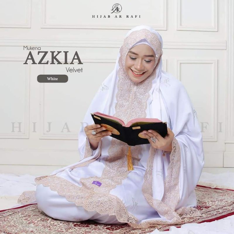 Zieda Hijab Arrafi kode Mukena Azkia potongan peralatan sholat atasan bawahan mukenah azkia renda