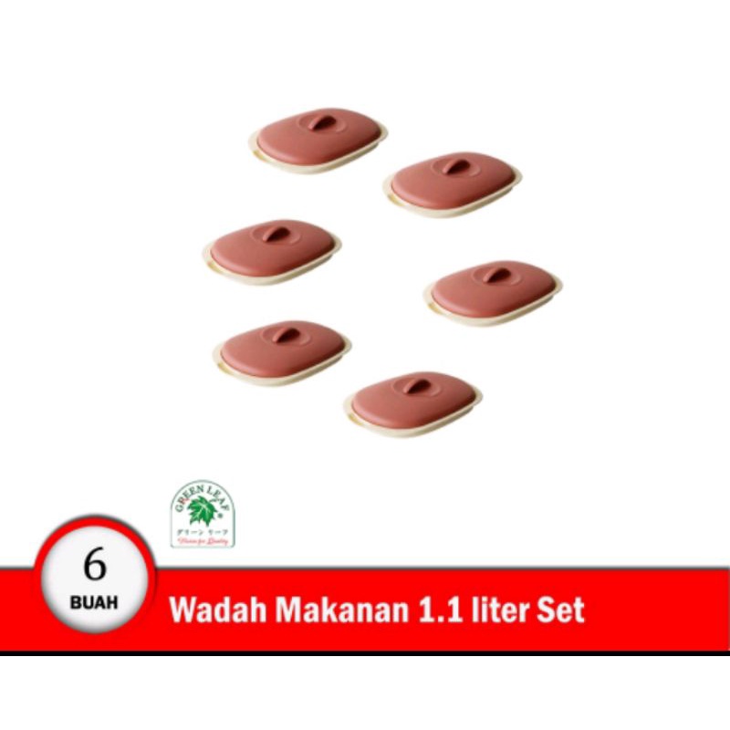 Green leaf Verona wadah saji sayur 1,1liter set isi 6 warna gading Salem