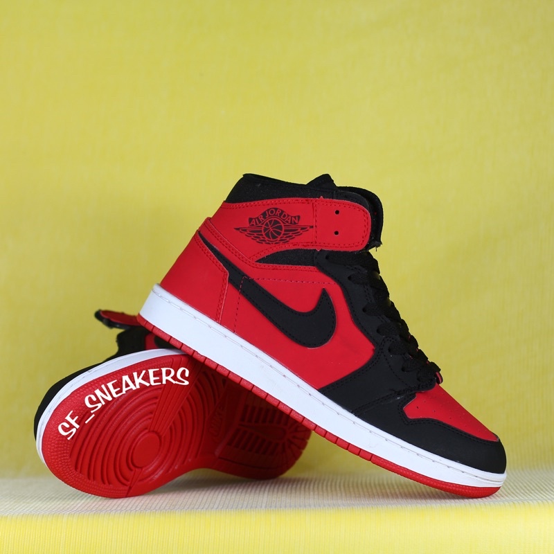 Nike Air Jordan High Red Black Pria Wanita High quality BNIB