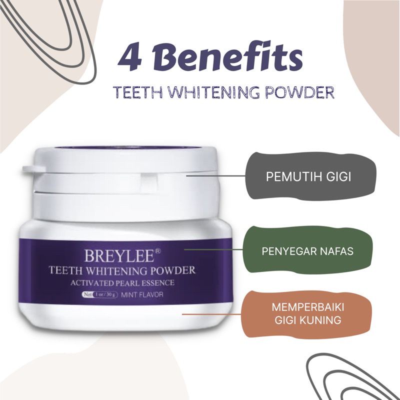 [BPOM] BREYLEE Teeth Whitening Powder odol Pemutih Gigi Dan Karang Gigi kemasan 30 Ml Viral