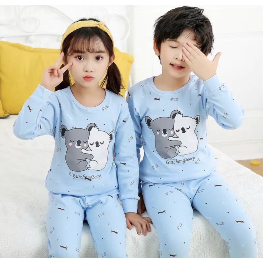 PAJAMAS ANAK BALITA SET CELANA PANJANG SIZE S-2XL 1-10THN KAOS IMPORT