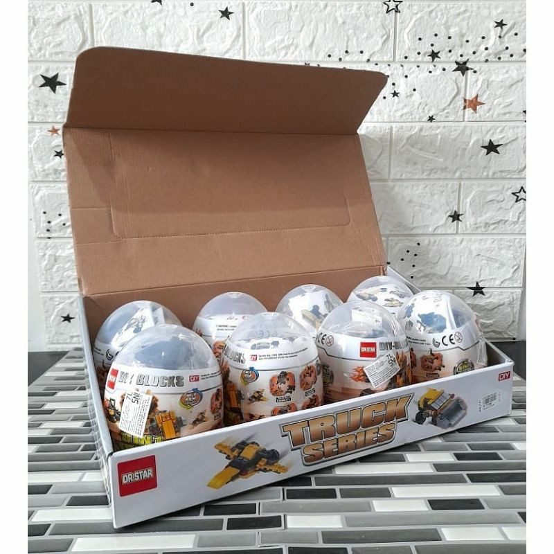Mainan anak lego telur truk konstruksi mainan edukasi