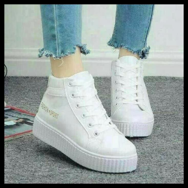 Sepatu Boots Wanita - Sepatu Wanita Boots Kets Sports Putih