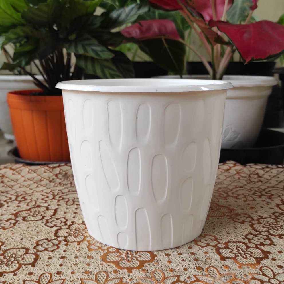 Pot Kacang 30 Cm Putih / Pot Tanaman Hias Buah Bunga Plastik Per Lusin 12 Pcs
