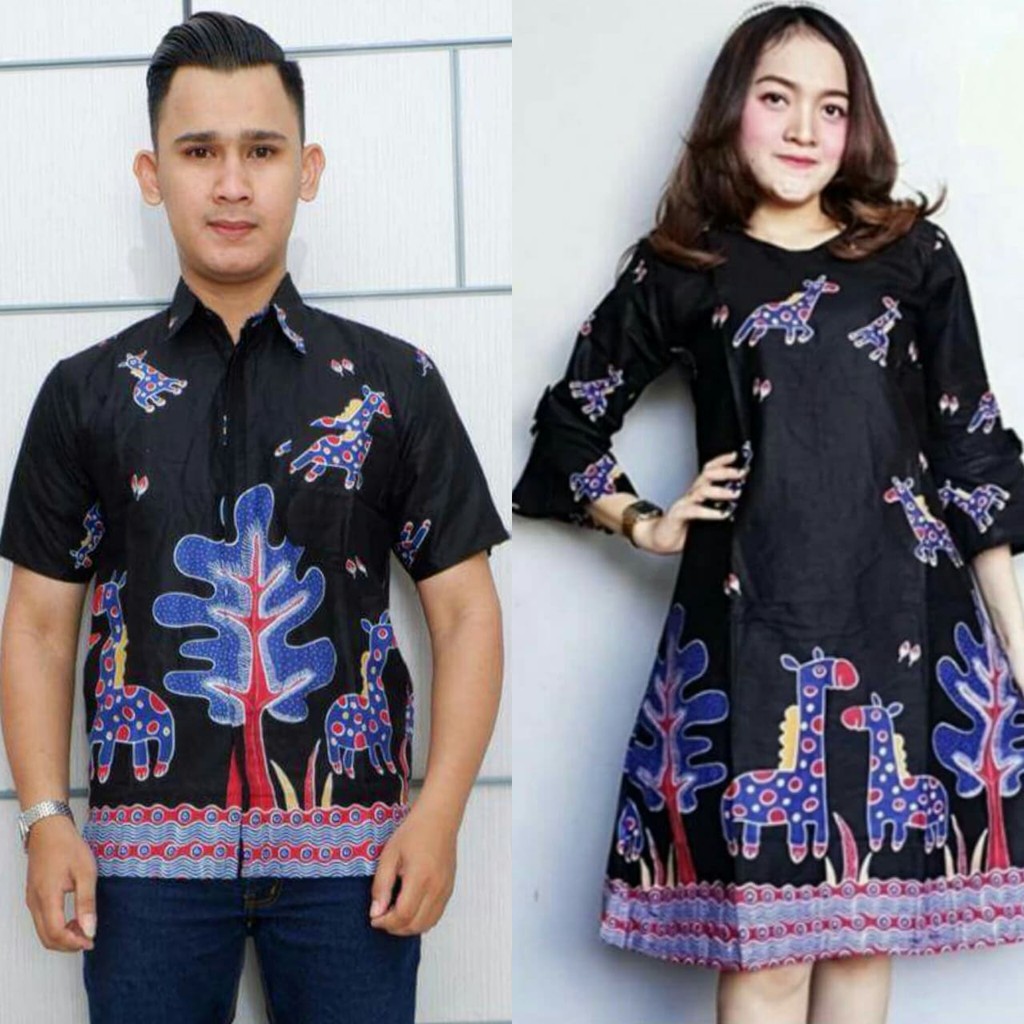 BAJU BATIK - tunik jerapah pola batik couple