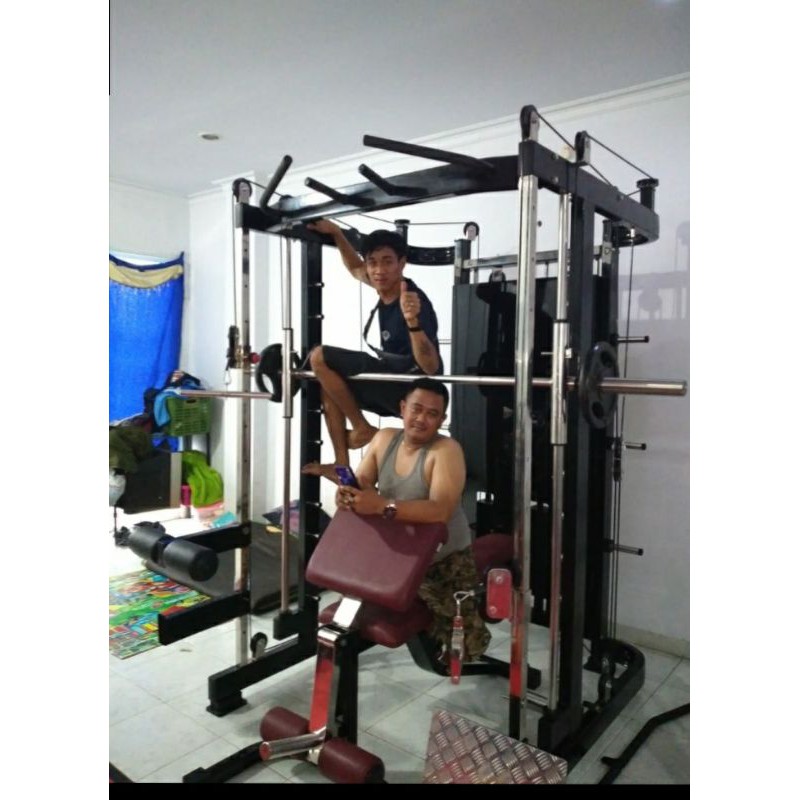 ALAT GYM FITNES KOMERSIL SMITH MACHINE MULTIFUNGSI G12 STANDART IMPORT