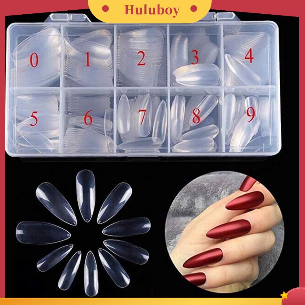 Huluboy Huluboy♡ 500pcs Kuku Palsu Akrilik Full Cover Transparan Bentuk Bulat
