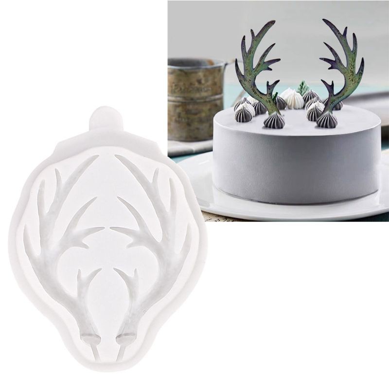 Glitter Large Antlers Resin Silicone Mold Cake Fondant Molds Dessert Pastry Decor Chocolate Gumpaste Sugarcraft Baking Tools