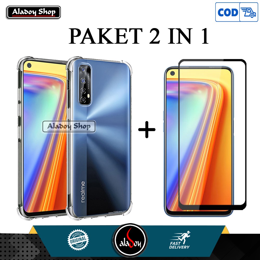 Case Realme 7 Soft Case Anti Crack Premium Casing Free Tempered Glass