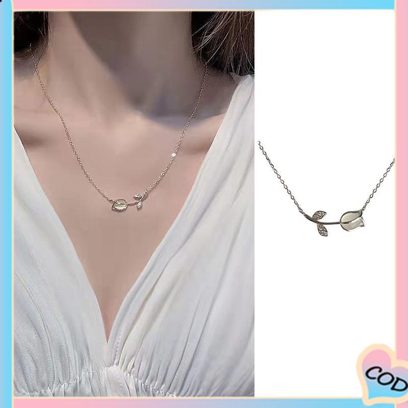 COD❤️Kalung Choker Liontin Bunga Mawar Gaya Korea Untuk Wanita-A.one