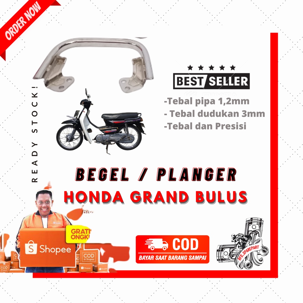 Behel Begel Grand Bulus / Planger Jok Belakang Honda Astrea Grand Bulus 91 92 Model Ori Tebal Crom