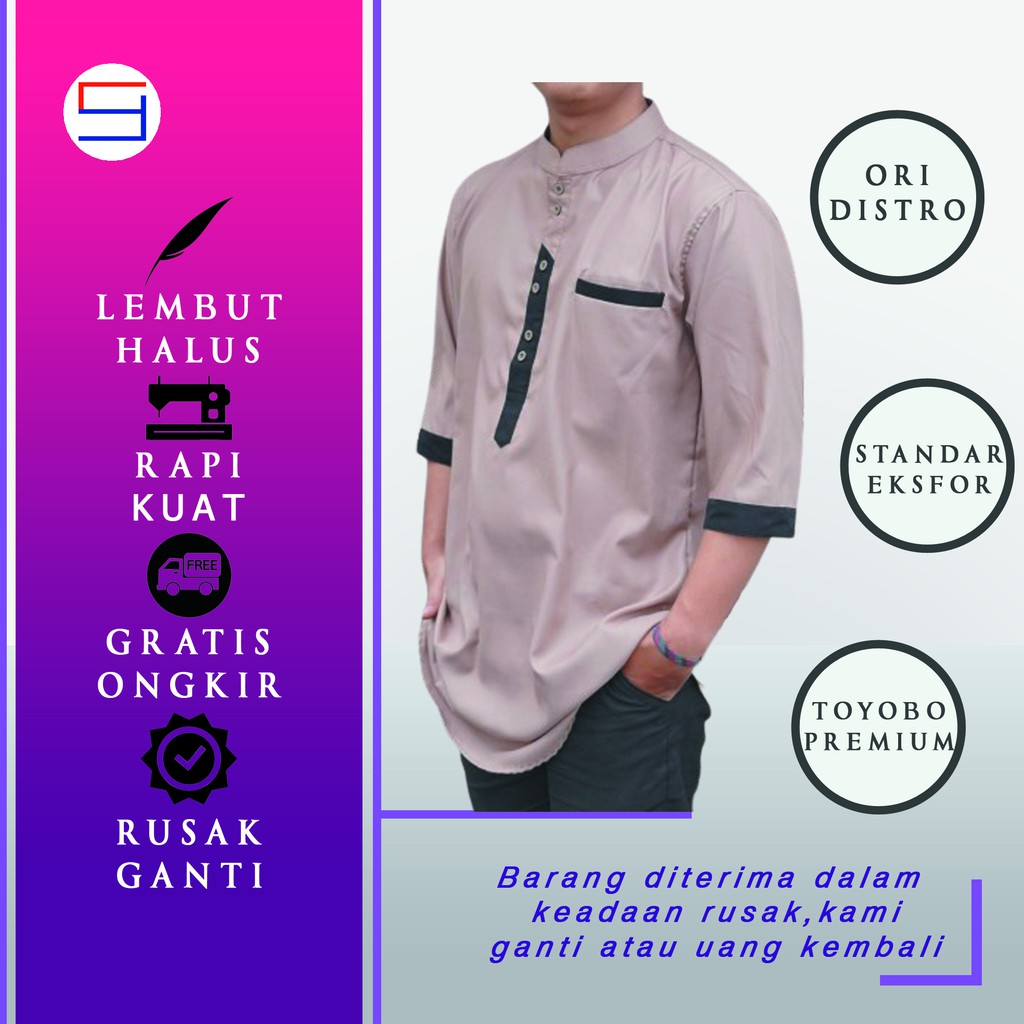 Baju Koko Pria Muslim Distro Original Bandung Dewasa Laki Laki Cowok Lebaran