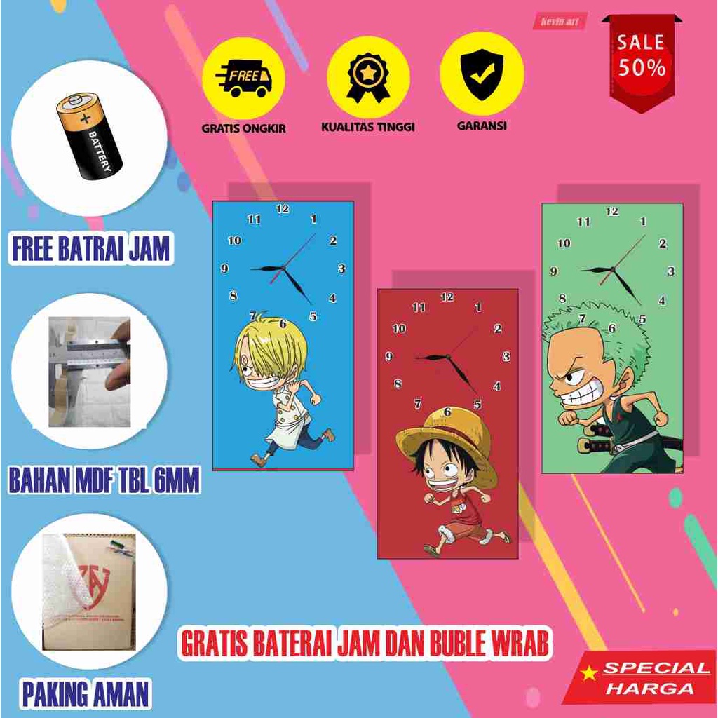 JAM DINDING BESAR ONEPICE UNIK KEREN LUFFY KOLEKSI ANIME DEKORASI DINGDING POSTER KAYU HIASAN TEMPEL TEMBOK TERBARU MINIMALIS MURAH