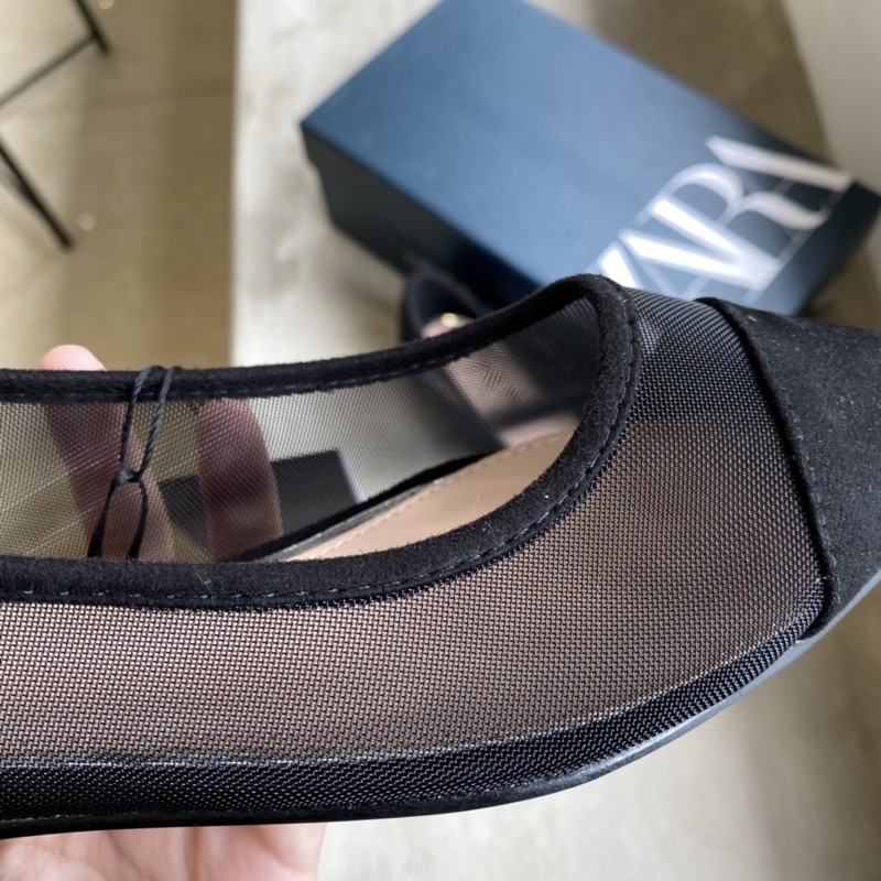 ZR SHOES : MESH BLACK FLATSHOES