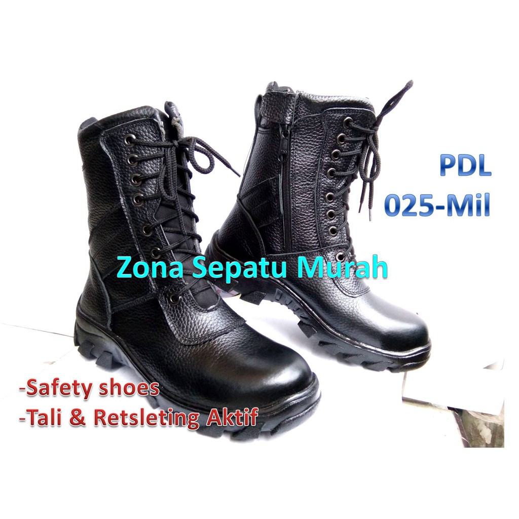 sepatu PDL Safety model JATAH TNI kulit asli Motif Kulit Jeruk