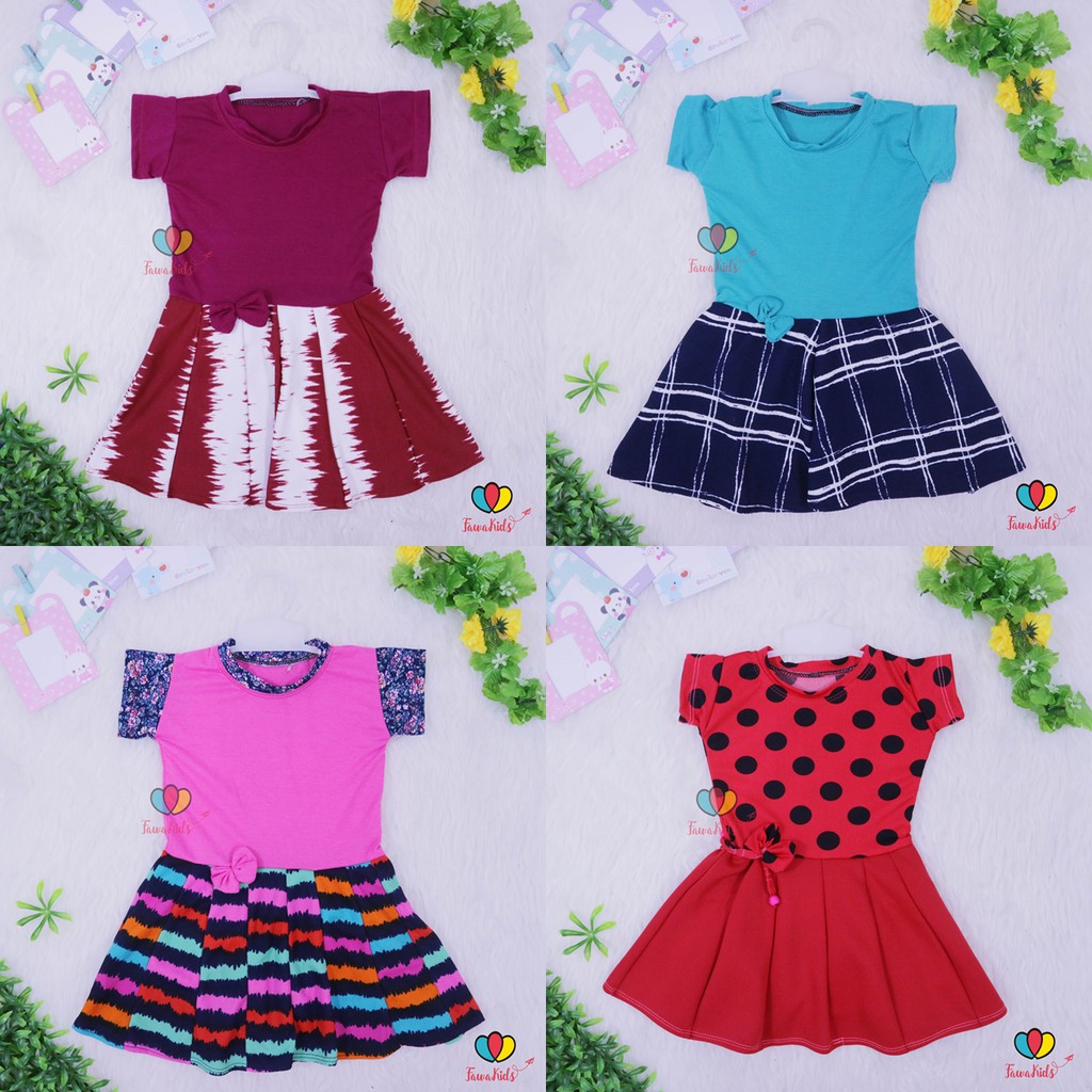 Dress Rossa LENGAN uk 1 Tahun / Dres Balita Anak Perempuan Cewek Baju Lengan Murah Casual Kaos Lucu