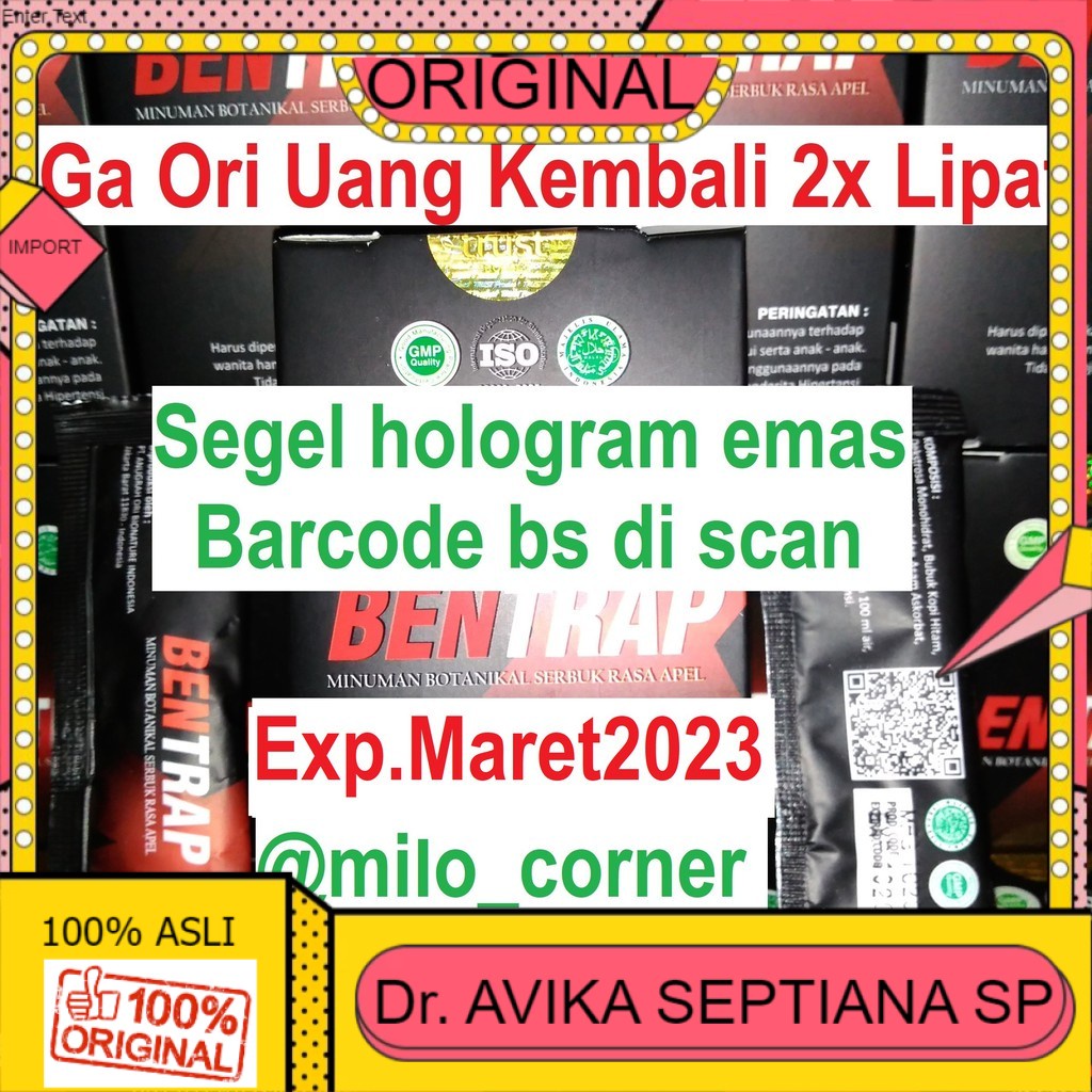 100% ASLI Bentrap original asli Segel Emas berhologram barcode bisa di scan sachet hitam